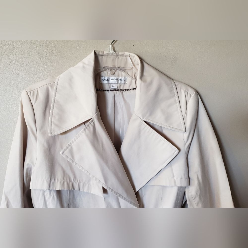 Via Spiga Women's Double Breasted Pleated Lightweight Jacket Size XL - Picture 3 of 13